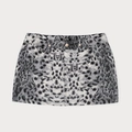 Retro leopard print mini skirt with mid-high waist and metallic rivet details - XS / White Leopard