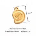 Golden stainless steel spiral seashell pendant charm for DIY jewelry making 11x16mm - Gold Conch (DY1056-2)