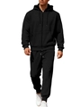 Heren zwart fleece trainingspak met rits hoodie en joggingbroek voor sportieve look - S / Zwart