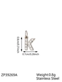 Silver stainless steel letter K pendant with micro-paved cubic zirconia stones - Letter K / Steel