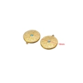 18mm vintage gold stainless steel round relief pendant with centered blue pearl bead - 18mm Blue Stone Disk / 18*18mm