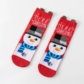 Cute red and white Christmas socks with snowman pattern and 3D ears design - Red White Snowman 3D Ears (15)
