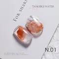 Artistic gold foil marble nails in pearlescent white and amber orange flowing textures - 01# (Gilding)
