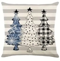 Housse de coussin de Noël à rayures grises avec trois arbres décoratifs sur fond blanc - TQYM41-6 Sapin de Noël Rayures Horizontales / 45*45cm Lin simple face