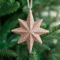Étoile de Noël pailletée or rose 9x10cm avec ruban pour décoration de sapin nordique - Étoile à Huit Branches Dorée