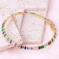 Colorful marquise-cut gemstone necklace with gold plating and spiral geometric design - Multi-color