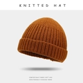 Unisex knitted beanie in caramel orange ribbed fabric for autumn and winter warmth - One Size / Ginger Yellow