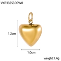 Detail of heart pendant showing dimensions of 1.2cm by 1.0cm and 1.4g gold finish - Gold Flat Heart (VXP33253D0W0)