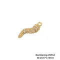 Detailed macro view of S-shaped chili pendant in gold finish with white zircon inlay - Gold White CZ VD552