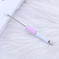DIY beadable ballpoint pen with pink and white gradient accents for creative stationery - Pale White Purple White