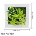 Square artificial succulent wall decor with white wood frame and mixed green plants - Style 49A