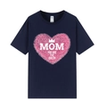Dark blue Mother's Day T-shirt with pink plush heart and MOM YOU ARE THE QUEEN text - XS / Black (Mom You Are The Queen Heart Print)