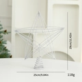 Silver 29cm glittered Christmas tree star topper with wire design and measurements - Silver Five-Pointed Star 25*29cm