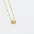 Gold square necklace with letter E pendant and micro-set zircons on white background - Letter E (XL3420)
