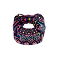 Bohemian wide elastic sports headband featuring colorful geometric prints and a large bow detail - Ethnic Print Bow (10448)