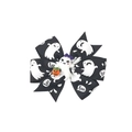Halloween bow hair clip with ghost and Boo pattern on black ribbon with pumpkin charm - 13# Black Boo Ghost