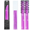 Sparkly bright pink glitter hair tinsel extensions with 12 smart clips 50cm long - 12 Pieces / Laser Purplish Red (12-Piece Set)