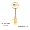 Llavero de gato de acero inoxidable dorado con colgante de 34x22.1mm e información - Dorado