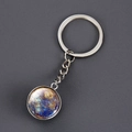 Detailed macro view of silver solar system keychain with Mercury planet glass pendant - Standard Spec / Mercury