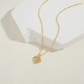 14K gold plated heart pendant necklace with mother and child design and zircon stones - Heart