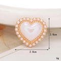 Close-up of heart-shaped shoe charm with faux pearls and iridescent white inlay, 2.8cm size - C474 Mermaid Heart White