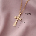 Detail of 3.1 cm gold-plated cross pendant with inlaid zircon and O-chain dimensions - Cross 14