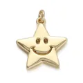 Exquisite 18K gold-plated star charm with hollow smiley face and secure top loop - Gold Smile Face Star Charm(YSN011-04)
