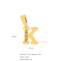 Pendentif lettre K en acier inoxydable 316L plaqué or 18k avec zircons brillants - Lettre K