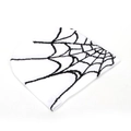 White knit beanie with black spider web jacquard pattern, winter warm style for men and women - White and Black (J)