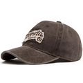 Vintage washed cotton baseball cap in charcoal grey with Florida 01 embroidery - Adjustable / Coffee