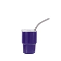 Purple 3oz stainless steel mini tumbler with transparent lid and metal straw - Purple