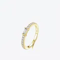 Eleganter S925 Sterling Silber Ring in Gold mit rechteckigem Zirkonia-Stein - US-Größe 5 / Gold