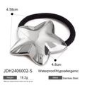 Silver star-shaped stainless steel hair tie with black elastic band for women - Silver-Star Design(JDH2406002-S)