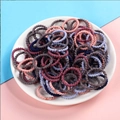 Mixed pastel colors elastic hair ties for kids in pink purple blue and gray soft weave - Korean Color Spiral 100pcs