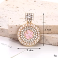 Anhänger für DIY-Schmuck mit rosa Kamelienblüte, Strasssteinen und weißen Perlen - Parfümflasche / Perlenblumen Parfümflasche Rosa