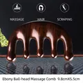 Ergonomischer Massagekamm aus Ebenholz mit 5 Kugelkopf-Zähnen für Kopfhaut- und Meridianpflege - Ebenholz-kugelkopf-massagekamm