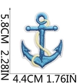 Blue nautical anchor embroidery patch with rope detail and dimensions 5.8x4.4cm - Anchor Style (18号)