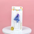 Verjaardagskaars nummer 4 met blauw-paars galaxy verloop en glitter voor feestdecoratie - Nummer 4 / Paars Naar Blauw Gradiënt