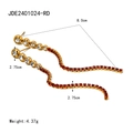 18K goud roestvrijstalen oorbellen met rode zirkoon kwastjes en witte kristallen studs - Kwastje Vorm (JDE2401024-RD) / Rood