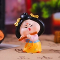 Ancient Chinese style figurine of a lady in yellow dress playing a flute musical instrument - 1229-1 Yellow Skirt