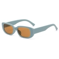 Retro rectangle sunglasses with light blue matte frames and amber lenses for trendy street style - Matte Blue