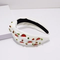 Serre-tête noué blanc avec charms pastèque en émail strass et pierres vertes - Style Pastèque