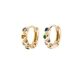 Macro detail of gold hoop earrings with multi-colored crystals on a clean white background - 6mm / Gold