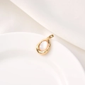 Ciondolo ovale minimalista placcato oro 18K con pietra in madreperla bianca e zircone - Stile C / Oro