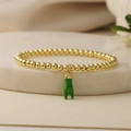 Gouden kralenarmband met een groene emaille Mano Cornuto handgebaar hanger voor dames - Groen