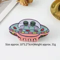 Rosa UFO Haarklammer mit Aliens aus Acryl für einzigartige Frisuren und Stylings - UFO-2 Grüne Kabine