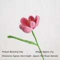 Handmade crochet pink tulip flower with green stem and leaf for mother's day gift decoration - Pink Blooming Tulip Single Stem