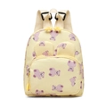 Yellow kids backpack with cute purple bear prints and 3D decorative round ears - Yellow