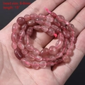 Pink strawberry quartz beads 6-8mm for jewelry making on 15 inch translucent strand - 6-8mm Oval Chips