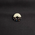 Cute resin doughnut brooch with white frosting and brown chocolate on black fabric - Black and White Sprinkles Style (A576)